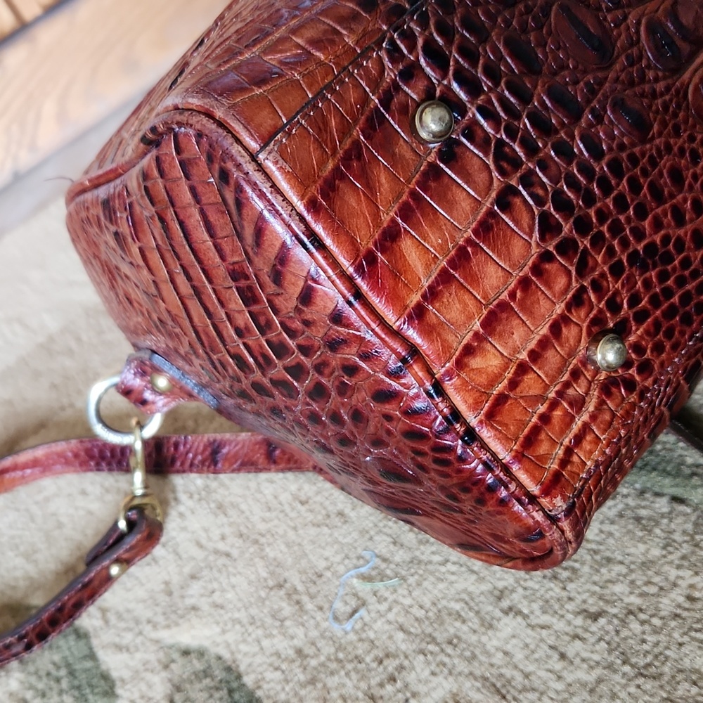 Brahmin Pecan  Croc-Embossed Shoulder Bag - Picture 15 of 16